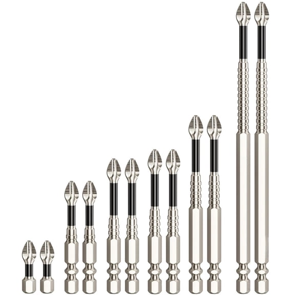 High Magnetic Screwdriver Drill Bit Set - 12Pcs K5 Impact Resistant Non Slip Bit - Magnetic Screwdriver Set - Screwdriver Bit Set - 25 50 65 70 90 150mm (12Pcs)