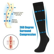 SZW Athletic Compression Socks Men's an Women's Closed Toe 10-20 mmHg Black 5-Pack