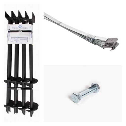 Mobile Home Part Set of 4 Auger Anchors; 4-8 ft Frame Strap, 4 Bolts