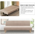thumbnail image 2 of Turquoize Checks Jacquard Fabric Armless Futon Cover Stretch Sofa Bed Slipcover Protector with Elastic Bottom, Sand, 2 of 6