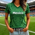 thumbnail image 2 of Wang6 Womens Oversized V Neck Graphic T Shirts Trendy Summer Short Sleeve Loose Tops Ladies Mexico Letter Printed Tees Shirts 0624liGreen XL, 2 of 4