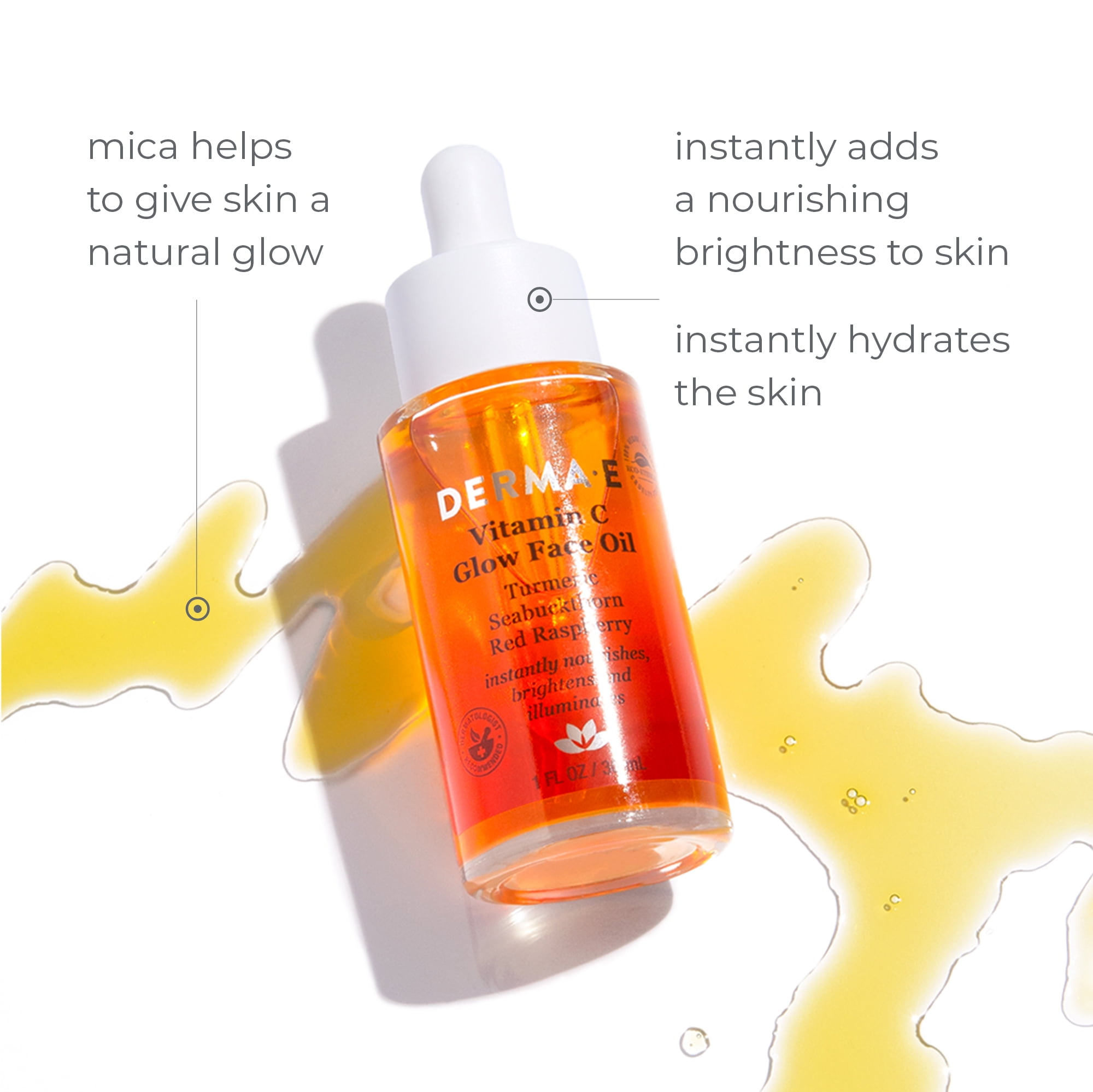 Derma E Vitamin C Glow Face Oil with Turmeric, 1 fl oz
