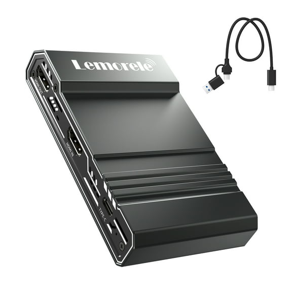 Lemorele AC09 4K 60Hz Video Capture Card, USB-C HDMI Game Capture Device with 4K Passthrough, Mic & Line Input, Compatible with OBS, PS5, Xbox, Switch, PC/Mac for Live Streaming/Recording/Gaming