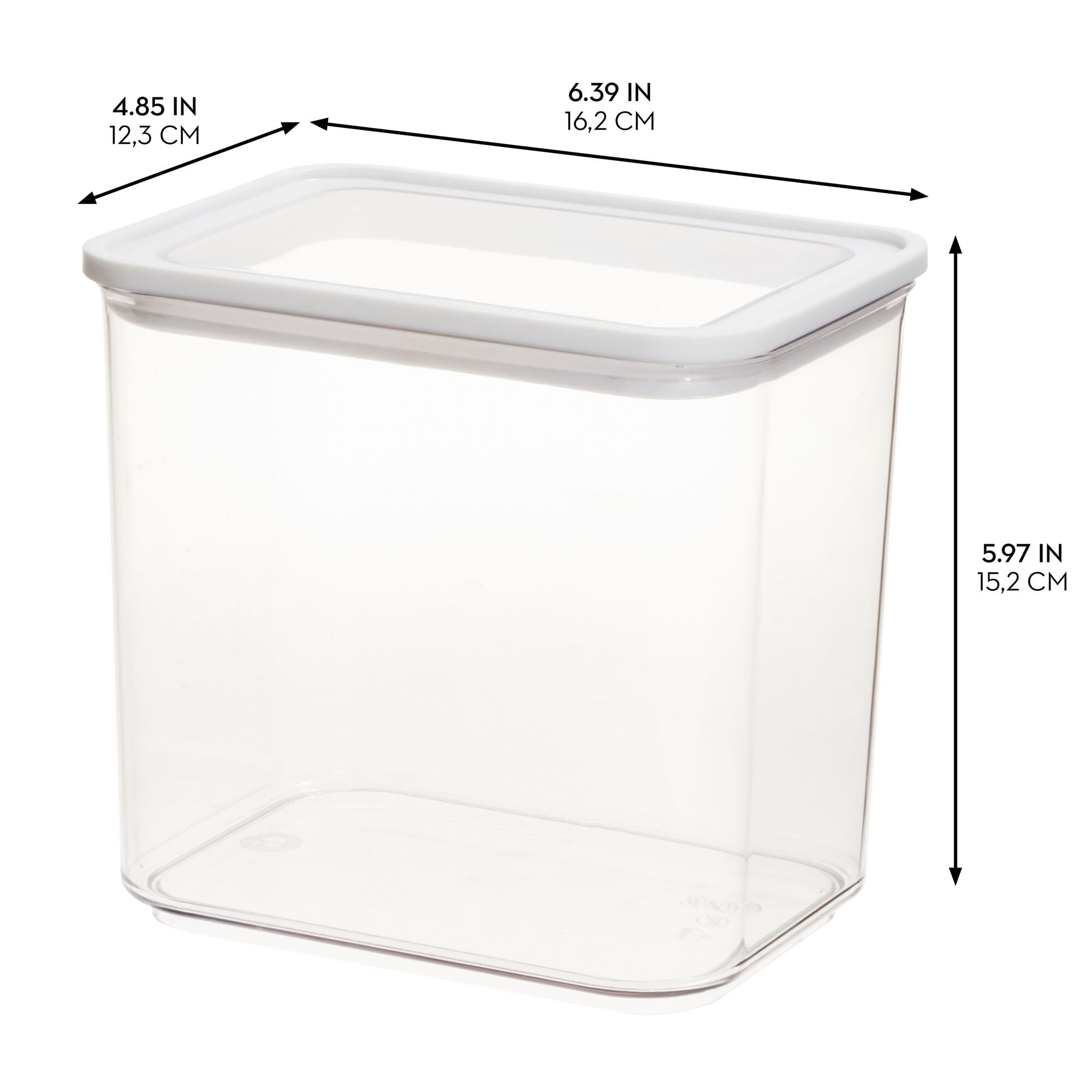 iDesign Plastic Kitchen Food Storage Canister, 8.4 Cups, Clear/White