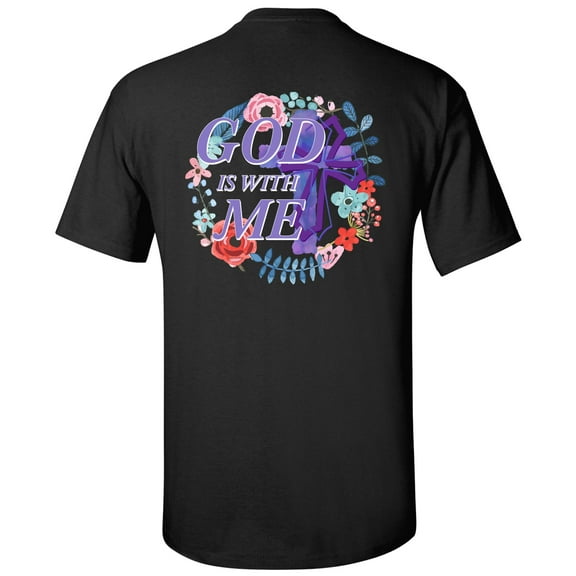 Trenz Shirt Company God Is With Me Christian Unisex Short Sleeve T-shirt-Black-3XL