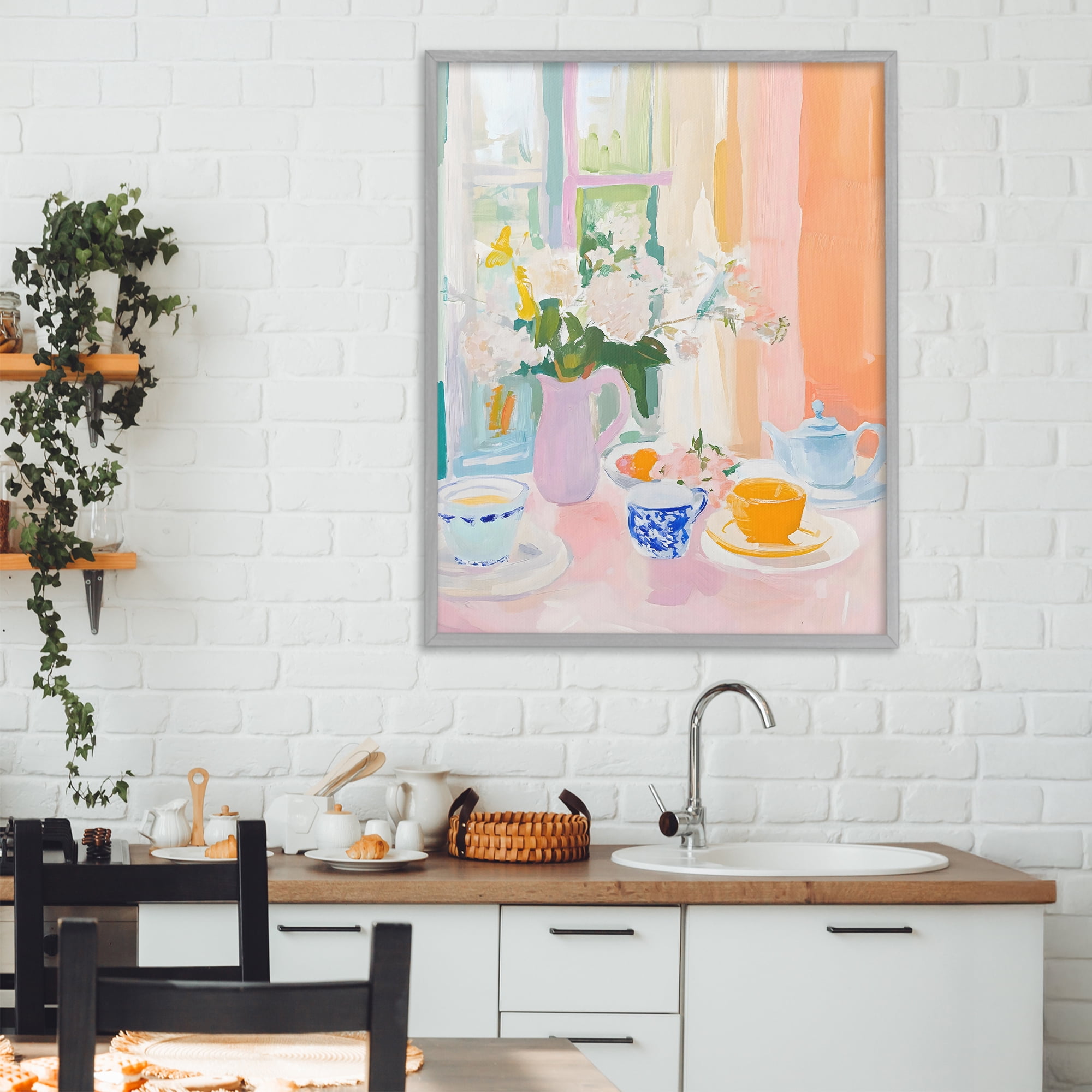 Stupell Industries Breakfast Still Life Abstraction Gray Framed Giclee Art, design by The Prints Vibe