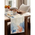 thumbnail image 4 of Ocean Corals Table Runner, Summer Beach Coral Sea Stars Retro Texture Cotton Linen Kitchen Table Decoration Washable Dining Tabletop Runners for Home Party Decor 13x90 Inches, 4 of 9