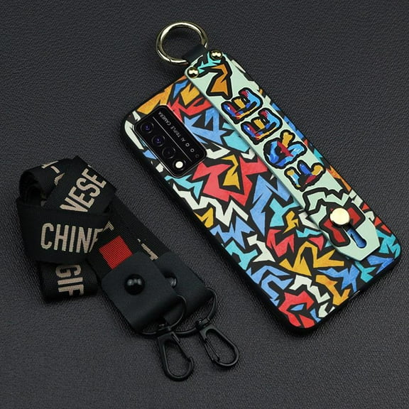 LYM-Phone Case For TCL T-Mobile Revvl V  5G/Revvl V Plus 5G, Anti-knock Wrist Strap Soft case Lanyard Protective Graffiti Waterproof Ring Kickstand Anti-dust Durable Phone Holder