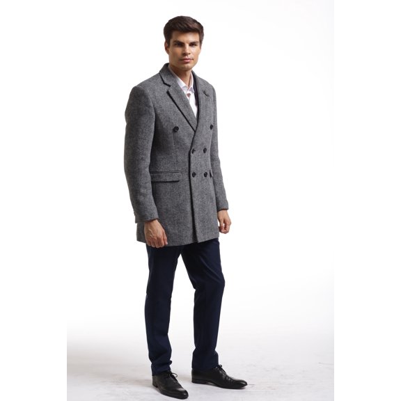 Elie Balleh Black Big Harringbone Men Coats