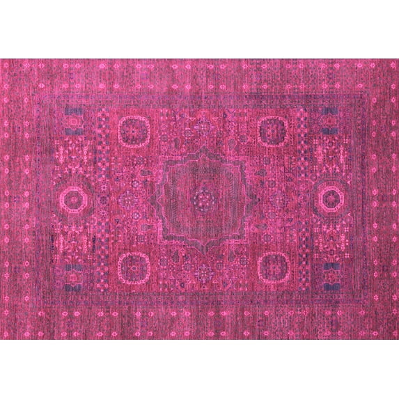 Ahgly Company Indoor Rectangle Abstract Pink Modern Area Rugs, 6' x 9'