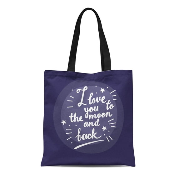 SIDONKU Canvas Tote Bag I Love You to the Moon and Back Cute Reusable Shoulder Grocery Shopping Bags Handbag