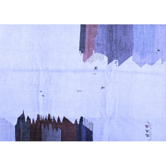 Ahgly Company Indoor Rectangle Solid Blue Modern Area Rugs, 2' x 4'