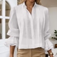 thumbnail image 2 of Women's Dressy Tops Spring Puff Long Sleeve Button Down Solid Color Fashion Shirts Work Business Blouses Lapel Collared, 2 of 6