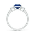 thumbnail image 2 of Angara Lab Grown Blue Sapphire Ring - Emerald-Cut Blue Sapphire and Lab Diamond Three Stone Ring in 925 Sterling Silver for Women (Ring Size = 10), 2 of 9