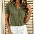 thumbnail image 4 of Women's Short Sleeve Button Down Shirt Casual Stretch Blouse with Collar, 4 of 6
