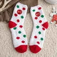 thumbnail image 2 of Odeerbi 2025 Christmas Socks Woman's Girls Christmas Cute Coloer Stripe Santa Claus Print Thicken Coral Fleece Keep Warm Socks Black, 2 of 4