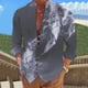 thumbnail image 3 of Camisas Para Hombre Manga Larga De AlgodóN Camiseta de manga larga con estampado 3D digital y cuello con botones sueltos para hombre junto al mar para ocio (Grey, XL), 3 of 4