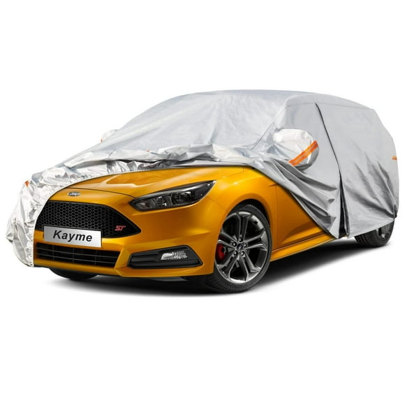 Kayme Funda Coche de 6 Capas, Cubre Coches Exterior Impermeable Transpirable Anti-UV Antipolvo con C