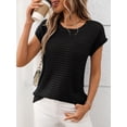 thumbnail image 3 of jinghuiyue Women's Crewneck Sweater Vest Hollow Out Cap Short Sleeve Knit Crochet Shirts Beach Cover Up Summer Pullover Tops S, 3 of 7