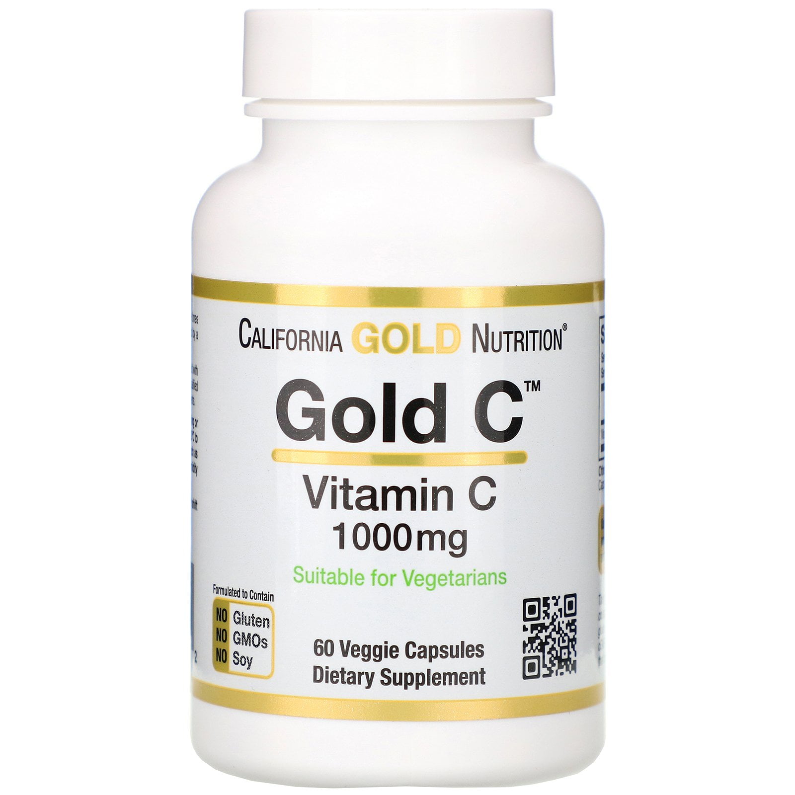 California Gold Nutrition Gold C, Vitamin C, 1,000 mg, 60 Veggie Capsules - Walmart.com ...