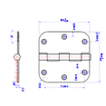 thumbnail image 2 of Colester Direct Black Door Hinge 3.5 x 3.5 with 5/8" Round Corner Black - 12 pack, 2 of 2