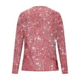 thumbnail image 5 of Sequin Holiday Tops for Women Party Night V Neck Sparkly Long Sleeve Top Glitter New Years Eve Tops Pink 2XL, 5 of 7