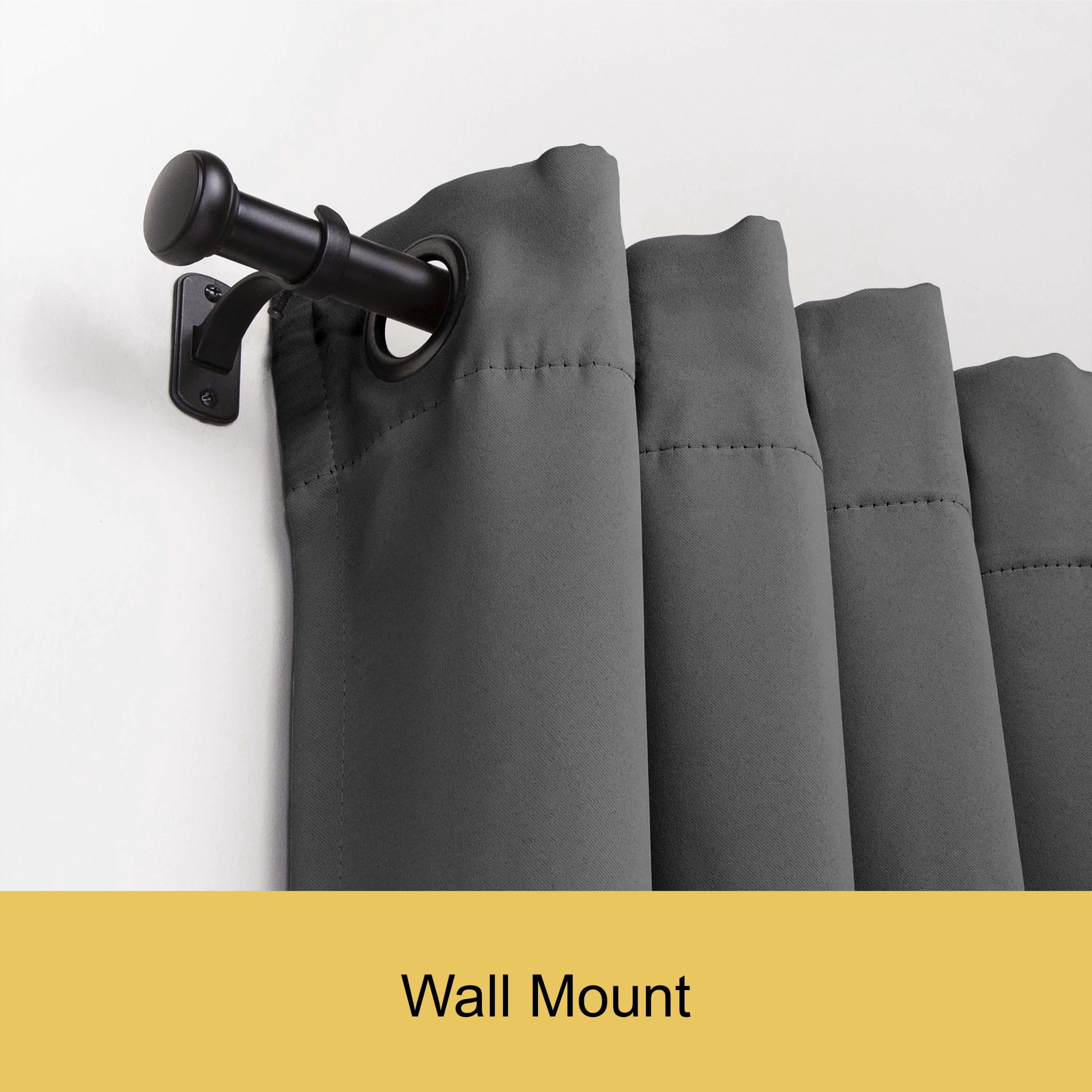 Kenney Weaver 1" Rust-Resistant Single Curtain Rod, 37-72", Black