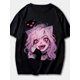 thumbnail image 1 of [Dark Anime Girl Tee] Four Seasons Dark Anime Girl Crew Neck T-shirt - 100% Cotton, Short-sleeved, Men's, 1 of 6