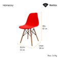 thumbnail image 3 of Sillas Minimalistas HOMEASY Color Rojo Set de 2, 3 of 6