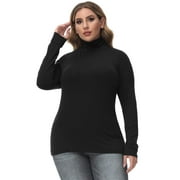 Hanna Nikole Women Plus Size Long Sleeve Turtleneck Lightweight Pullover Slim Shirt Top (16w-24W)