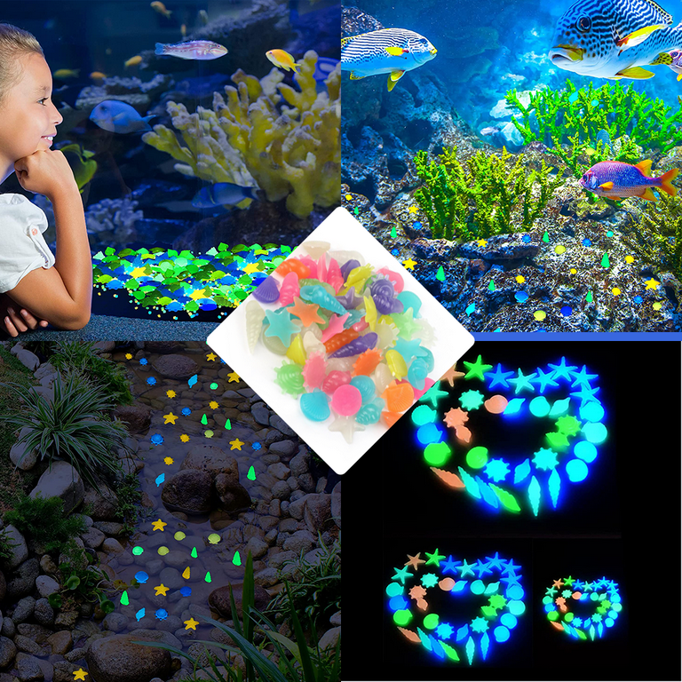 aoozleny Fish Tank Rocks Glow Multi-Colored Glow in The Dark