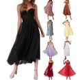 thumbnail image 3 of Gupgi Robe Longue en Tulle pour Femme Couleur Unie à Bretelles Spaghetti Dos Nu Corset Robes Cocktail Robe de Soirée Formelle, 3 of 3