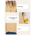 thumbnail image 4 of SHEWIN Tops for Women Boho Shirts Floral Print Striped Blouse Color Block Oversized Spring Summer 3/4 Length Sleeve Patchwork Tunic Tops Yellow, 4 of 8
