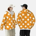 thumbnail image 4 of Daiia Orange And White Polka Dot UPF 50+ Sun Protection Hoodie Jacket Lightweight Long Sleeve Sun Shirt for Women Men with Pocket Hiking Outdoor-Medium, 4 of 7