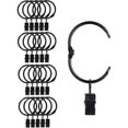thumbnail image 1 of 20 Pieces Openable Metal Curtain Clip Rings, Easy Open and Close, Inner Diameter 38mm, for Heavy Curtains and Light Curtains (Black), 1 of 5