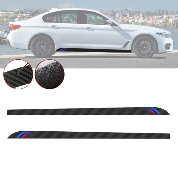 Xotic Tech Carbon Fiber Texture Door Side Lower Skirt Sill Stickers Compatible with BMW F10 F11 G30 F01 F02 E60 E61 E65 E66 E67 E68 (230CM,2PCS)