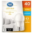 thumbnail image 2 of Great Value 40W A19 Soft White LED bulbs 2-pack, 2 of 3