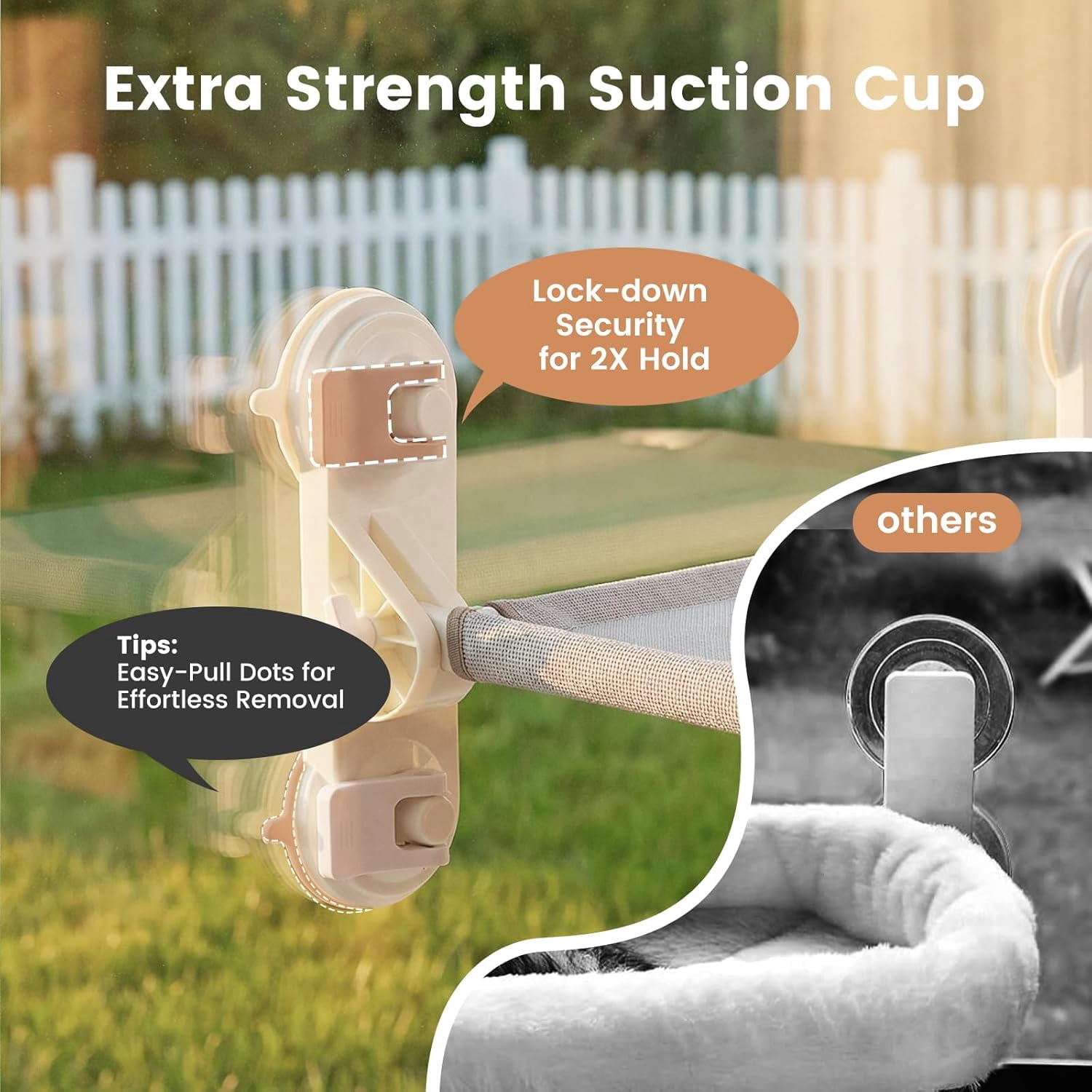 Cat Window Perch for Large Cats with 4 Suction Cups, 2 in 1 Cat Hammock with Detchable Cushion for 55Lbs Load
