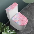 thumbnail image 2 of COEQINE Toilet Lid Dust Cover 2 Pcs Set Easy Installation Elastic Bottom Soft Toilet Cover Set for Bathroom Decor Accessories, Mermaid Scales Cherry Blossom, 2 of 7