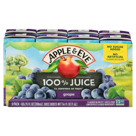 Apple & Eve Grape 100% Juice, 6.75 fl oz, 8 count
