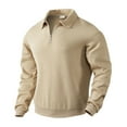 thumbnail image 6 of UVEASISHA Mens Quarter Zip Pullover Regular Fit Lightweight Knit Sweatshirts Fall Long Sleeve Lapel Sweater Tops Soft Casual Knitted Sweaters Sales Today Khaki L, 6 of 10