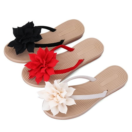 Meigar Women Summer Slippers Beach Flip Flops Flower Flat Indoor Outdoor Sandals