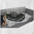 thumbnail image 6 of Celtic Dragon Soft Flannel Fleece Throw Blanket, Triple Horns of Odin Scandinavian Myth Round Ornaments, Cozy Plush for Indoor and Outdoor Use, 70" x 90", Charcoal Grey and White, by Ambesonne, 6 of 6