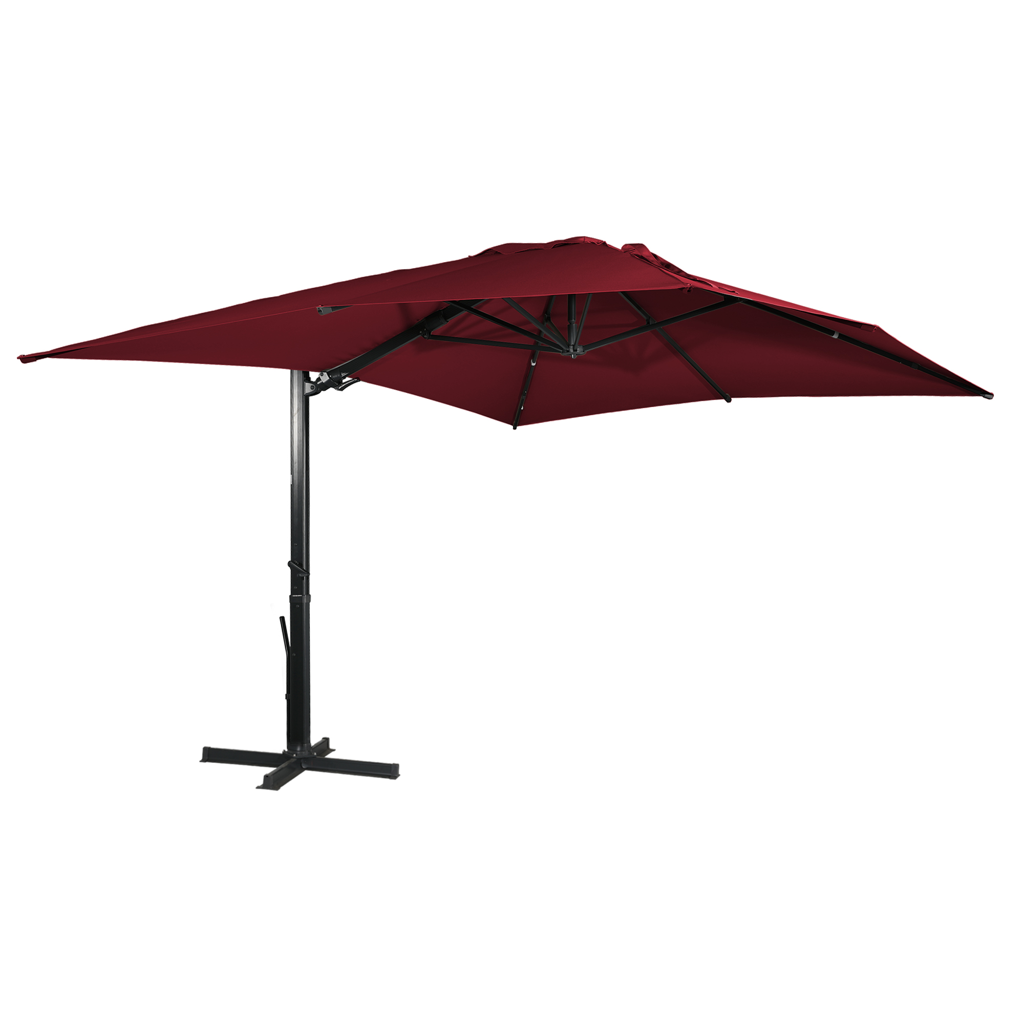10x13Ft Cantilever Patio Umbrella Rectangular Deluxe Offset Umbrella 360°Rotation & Integrated