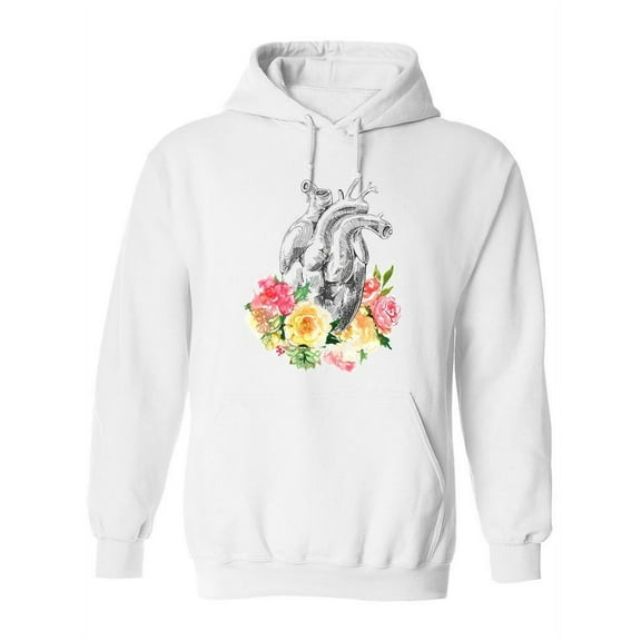 Floral Anatomical Heart Hoodie Women -Image by Shutterstock, Female 3X-Large