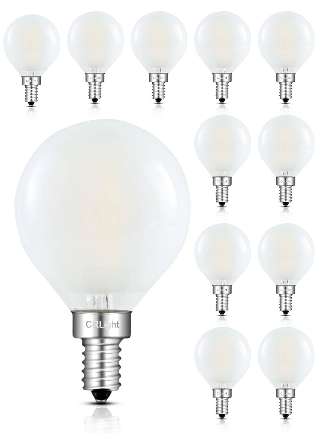CRLight LED 2W (25W Equivalent) Neutral White E12 G50 Decorative Light Bulbs, 12 Pack
