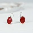 thumbnail image 2 of AeraVida Minimalist Oval Reconstructed Red Coral Sterling Silver Hook Dangle Earrings, 2 of 7
