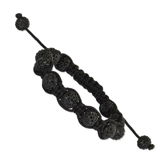 Slip on Adjustable 10mm Black Crystal Beads Black Cord Bracelet Link Bracelet for Women