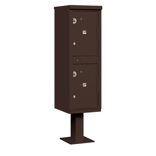 Outdoor Parcel Locker (Includes Pedestal) - 2 Compartments - Bronze - USPS Access