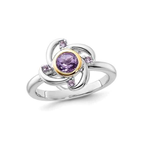 Gem & Harmony 1/2 Carat (Ctw) Amethyst Flower Ring in Sterling Silver for Women